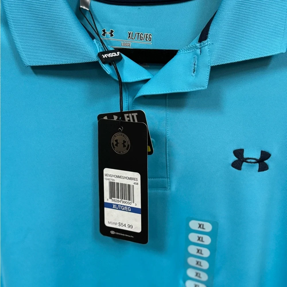 Under Armour HeatGear Golf Polo – XL – Bright Blue – NEW With Tags - Picture 2 of 7